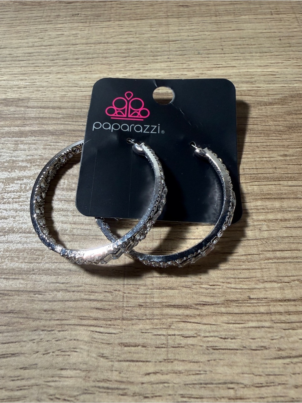 paparazzi Silver Sparkle Textured Hoop Earrings